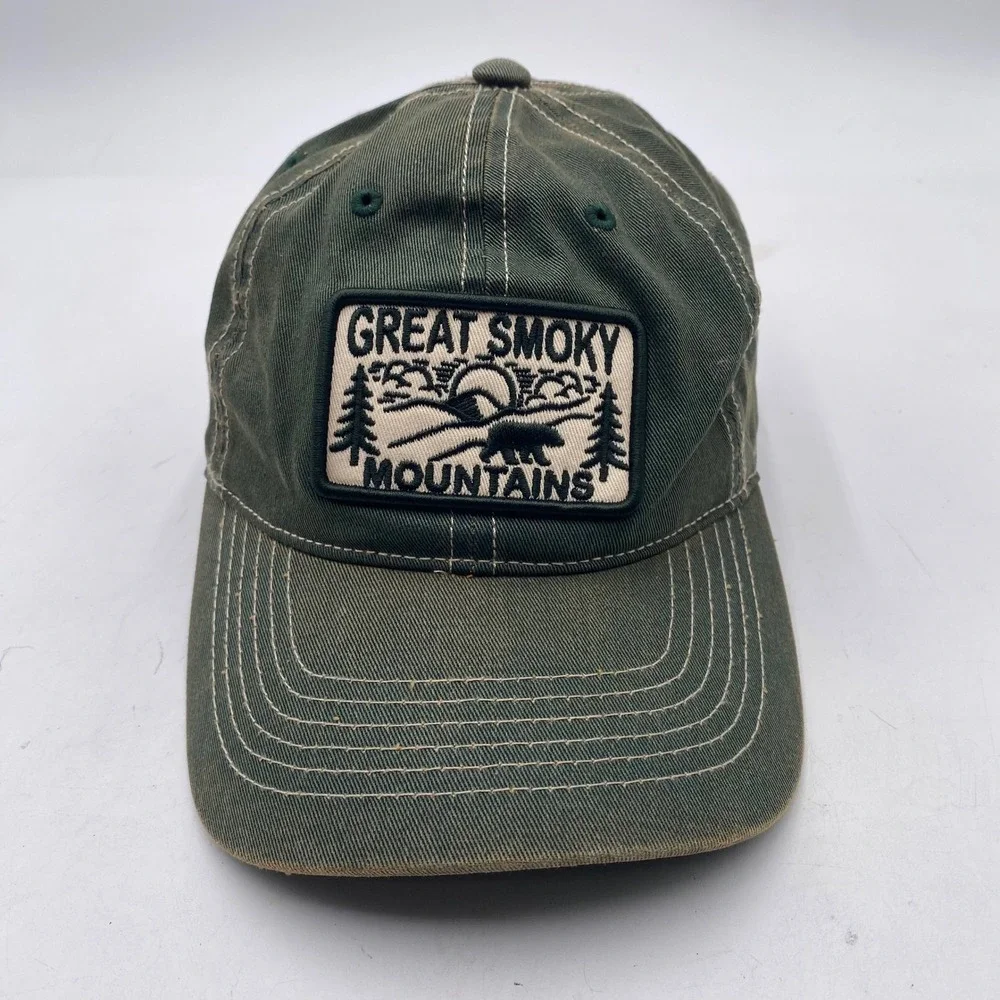 Great Smoky Mountains Baseball Hat Cap Mens OSFM Green Cotton Souvenir SEO